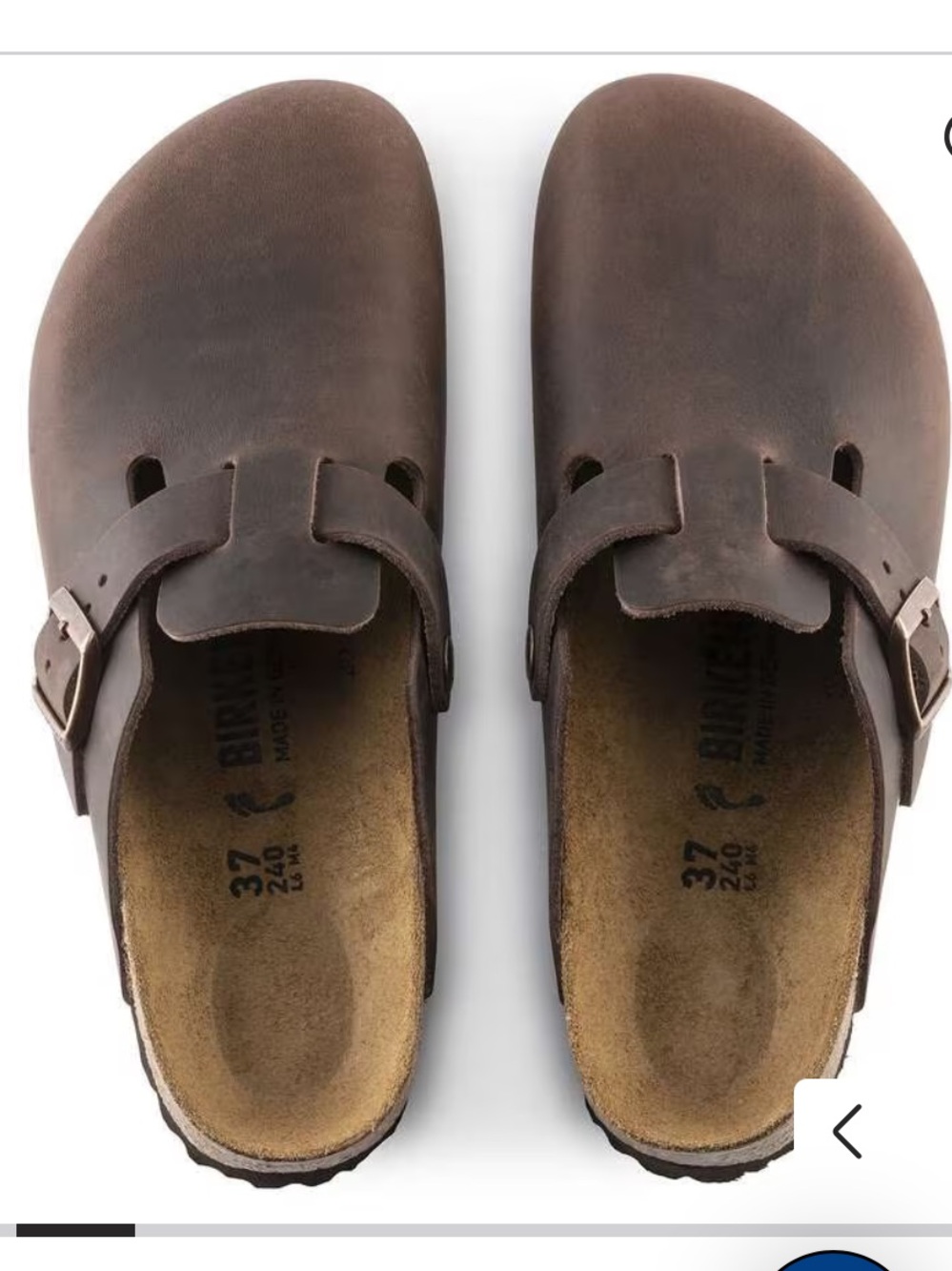 Birkenstock Brown Leather Slip-On Clogs with Buckle